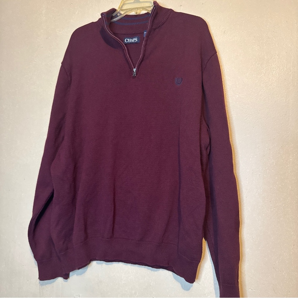 Chaps Men's Quarter-Zip Sweater in Burgundy